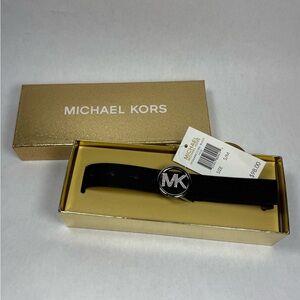 Michael Kors Black Belt with Silver MK Logo